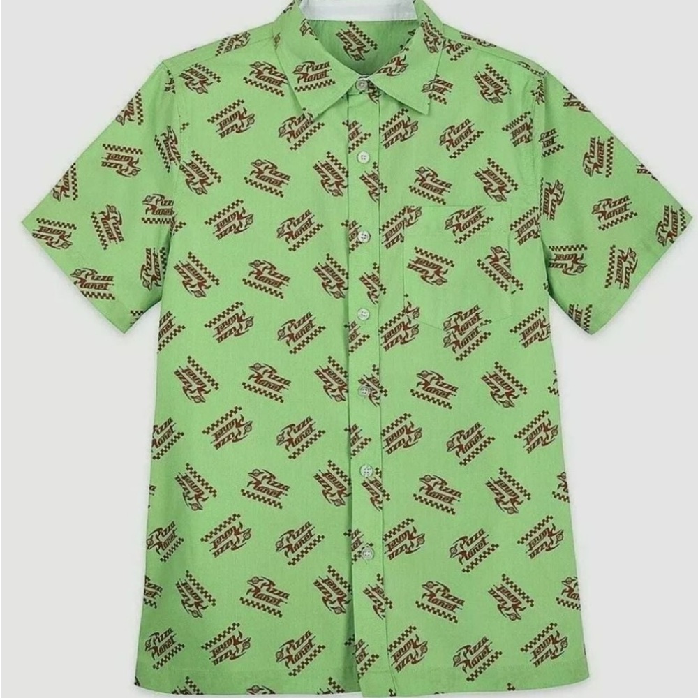 NWOT Disneyland Pizza Planet Button Down
